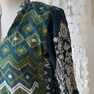 J Pret Green Floral Embroidered Indian Dress Boho Ethnic size 12